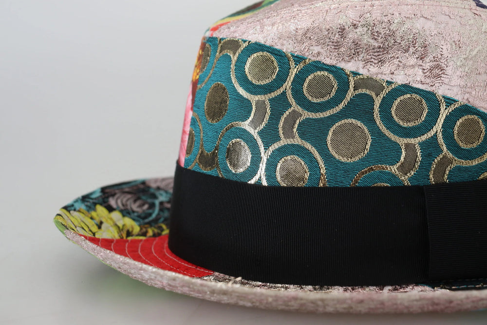 Dolce & Gabbana Multicolor Patchwork Women Fedora Wide Brim Hat - 57 cm|S
