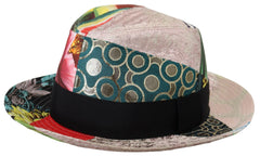 Dolce & Gabbana Multicolor Patchwork Women Fedora Wide Brim Hat - 57 cm|S