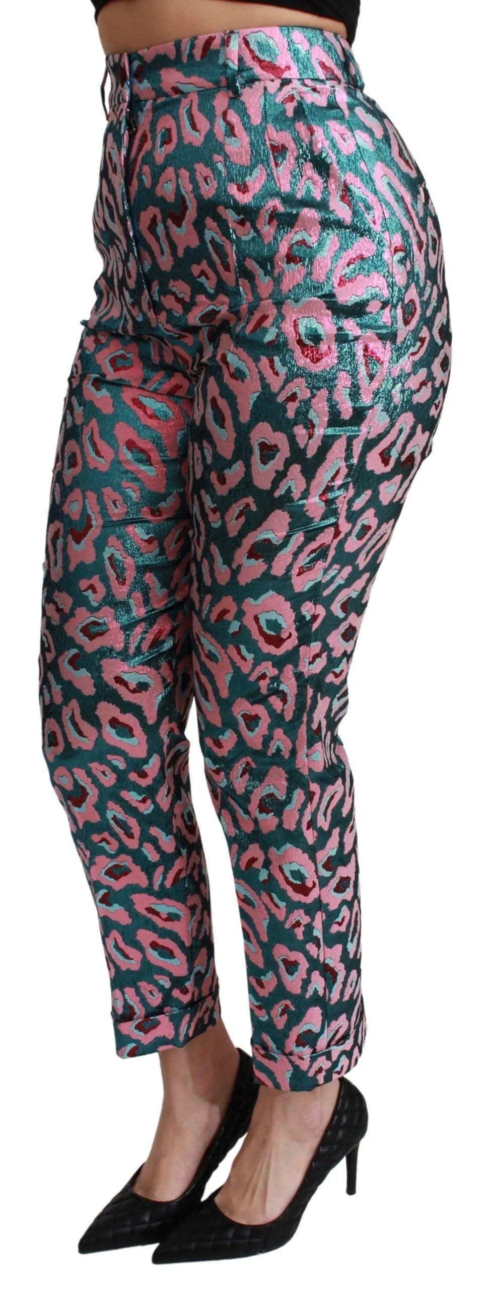 Dolce & Gabbana Multicolor Patterned Cropped High Waist Pants - IT40|S - Trousers