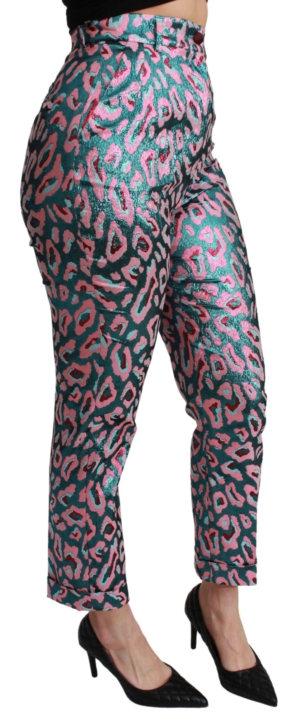 Dolce & Gabbana Multicolor Patterned Cropped High Waist Pants - IT40|S - Trousers