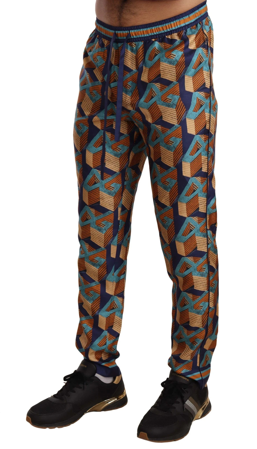 Dolce & Gabbana Multicolor Patterned Joggers Silk Pants - Joggers