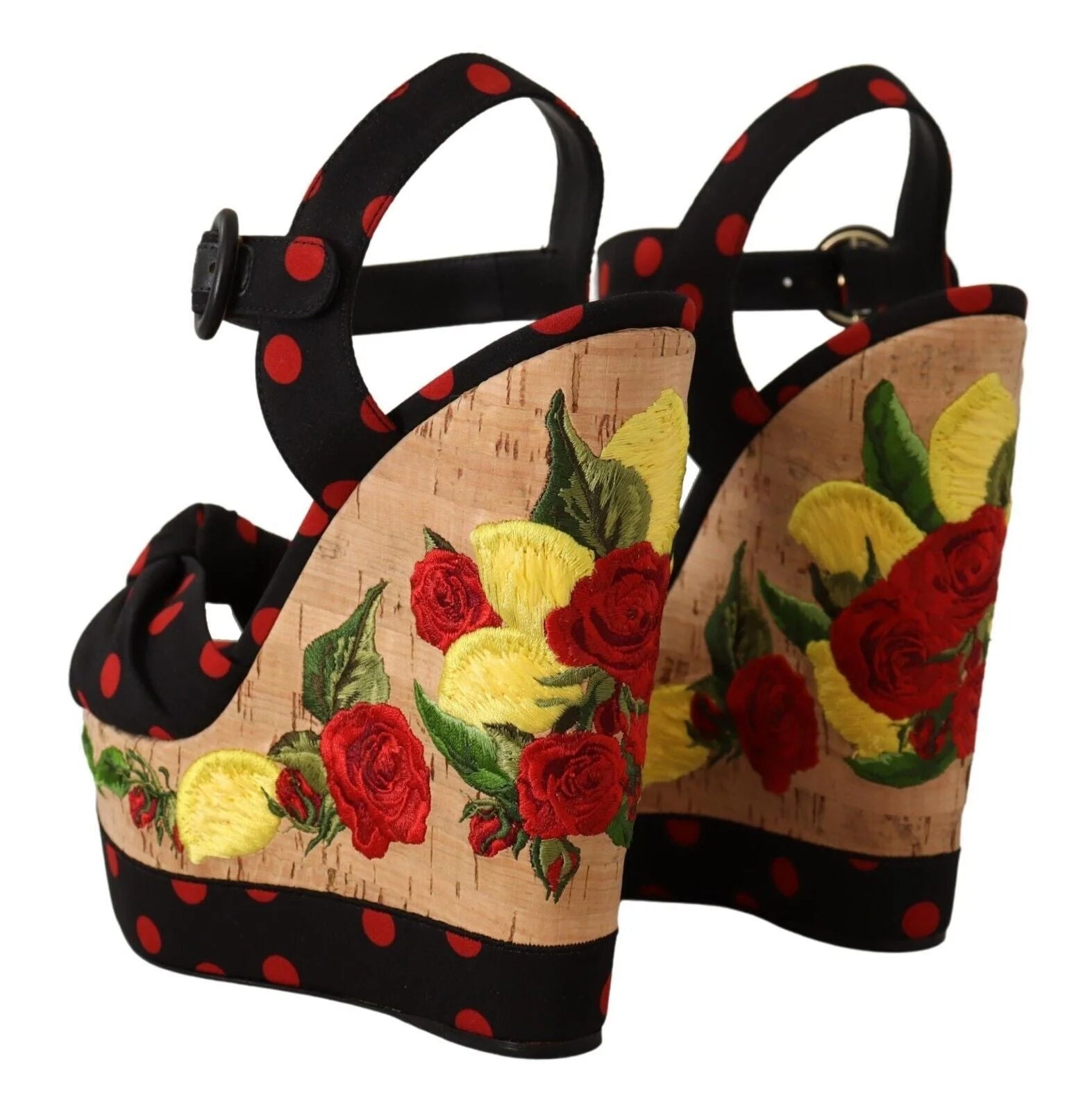 Dolce & Gabbana Multicolor Platform Wedges Sandals Charmeuse Shoes - EU37/US6.5 - Heels