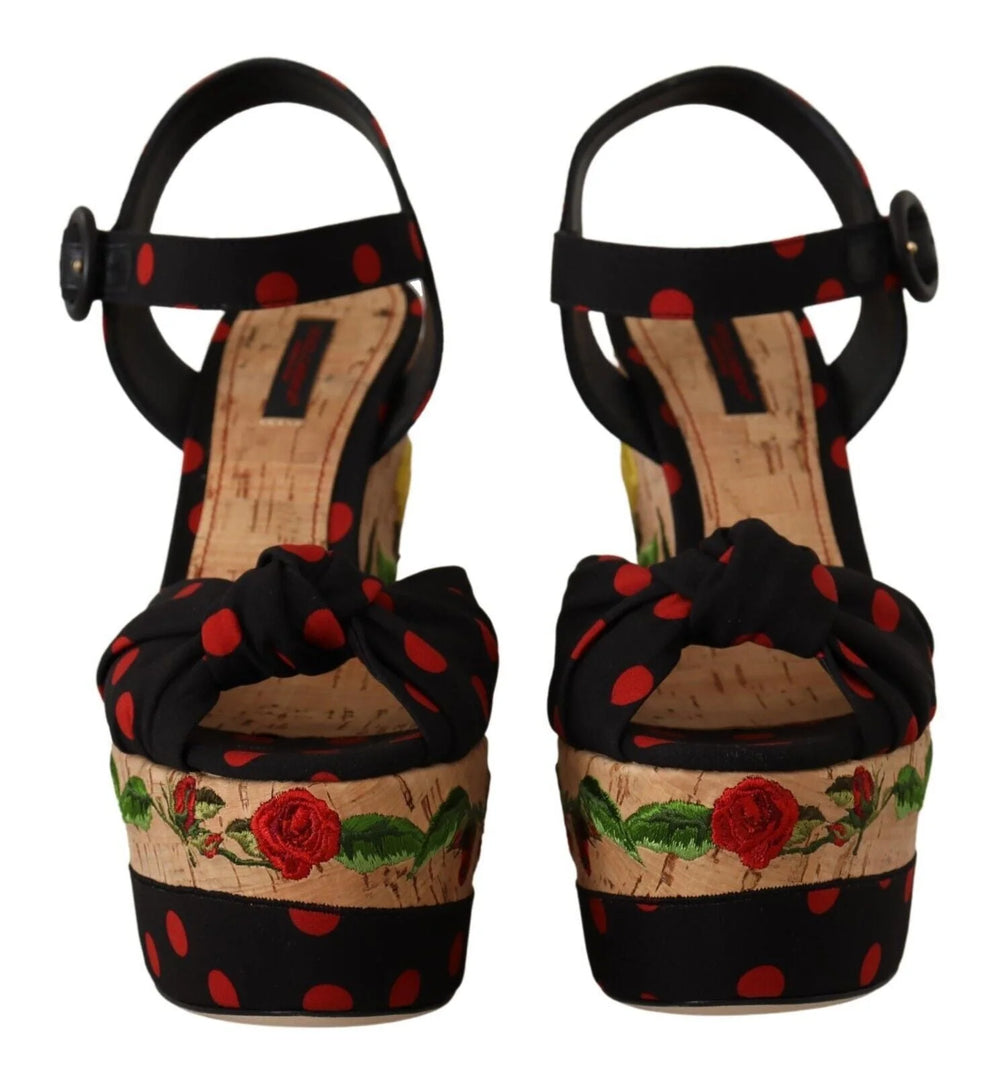 Dolce & Gabbana Multicolor Platform Wedges Sandals Charmeuse Shoes - EU37/US6.5 - Heels