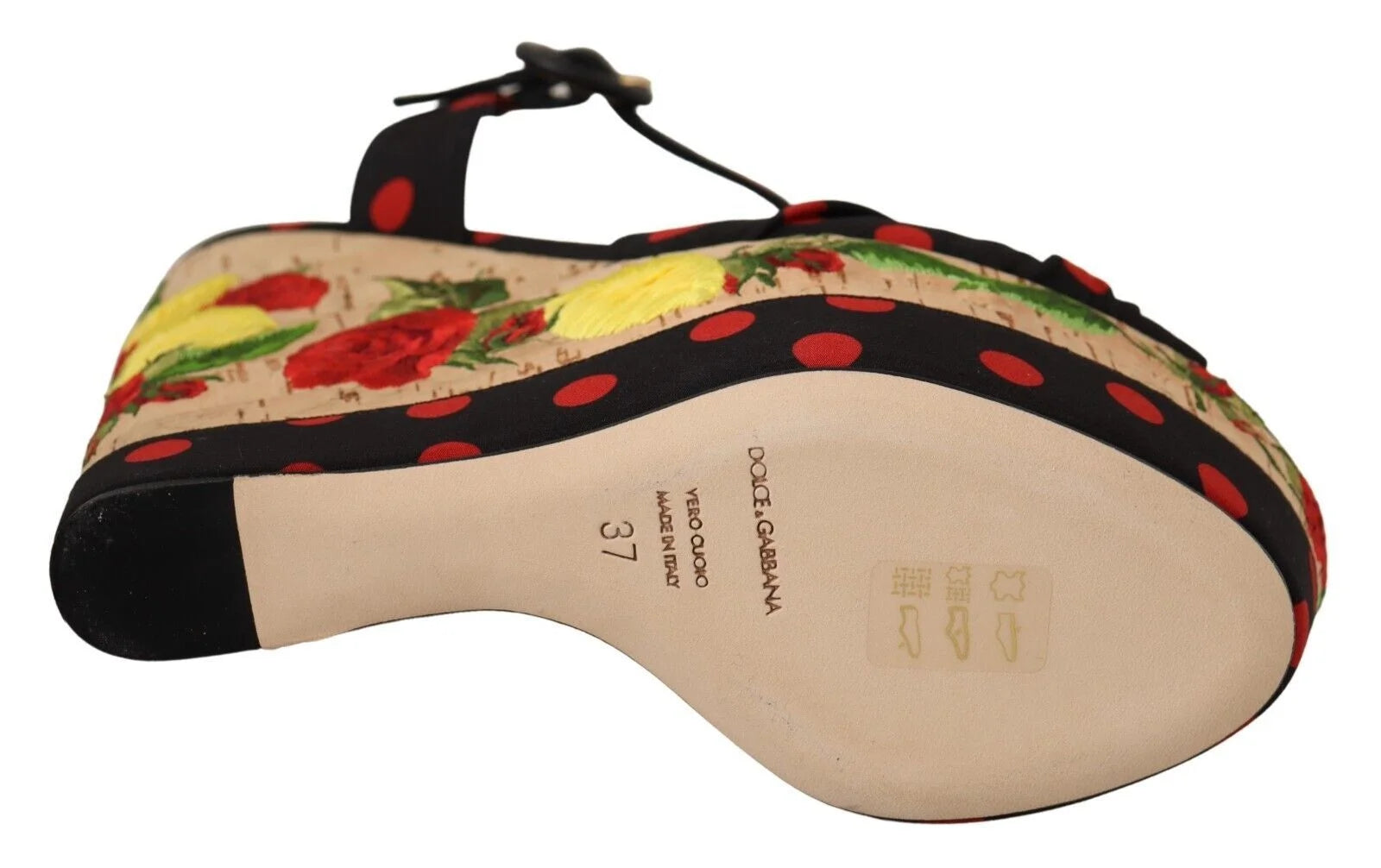 Dolce & Gabbana Multicolor Platform Wedges Sandals Charmeuse Shoes - EU37/US6.5 - Heels