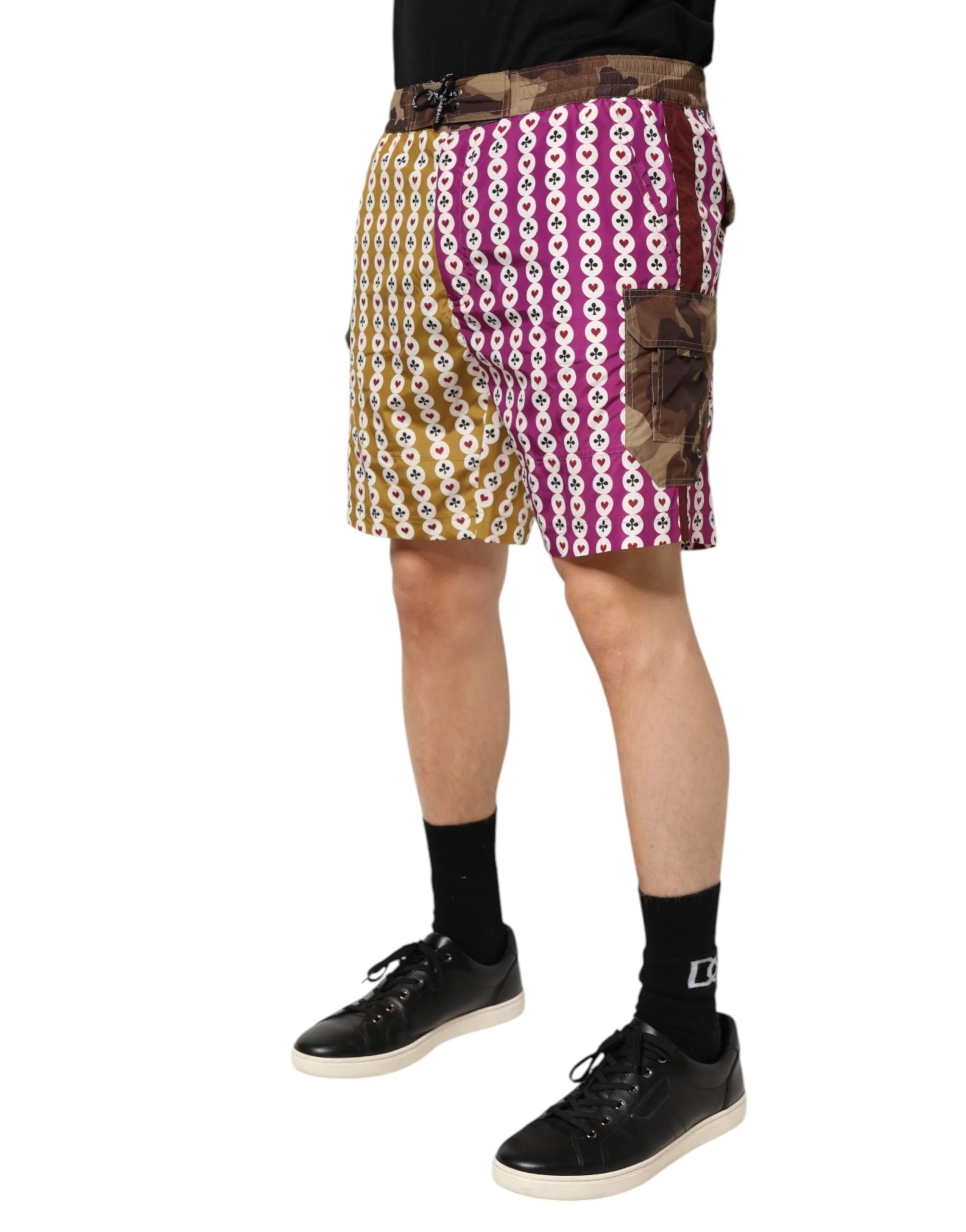 Dolce & Gabbana Multicolor Playing Card Camouflage Shorts Swimwear - IT4 | S