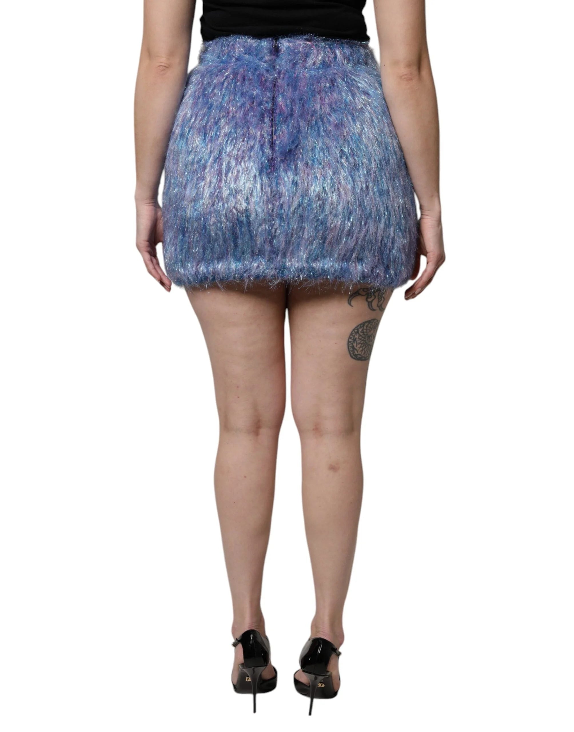 Dolce & Gabbana Multicolor Plush High Waist Mini Skirt - Skirts