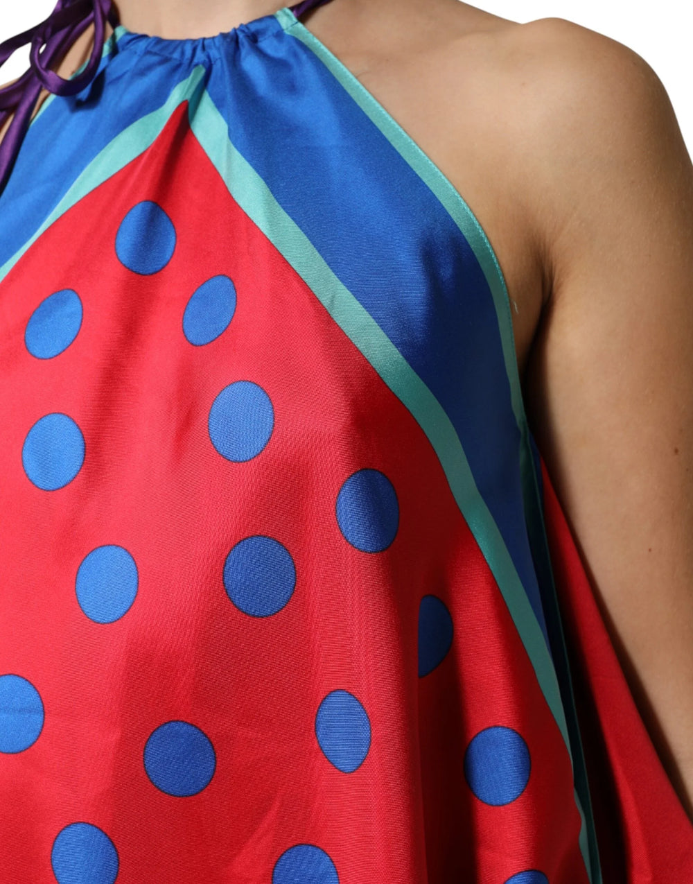 Dolce & Gabbana Multicolor Polka Dot Tie Halter Blouse Top - IT38 | XS