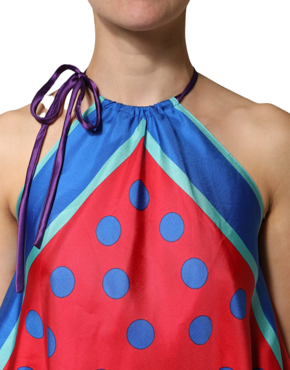 Dolce & Gabbana Multicolor Polka Dot Tie Halter Blouse Top - IT38 | XS