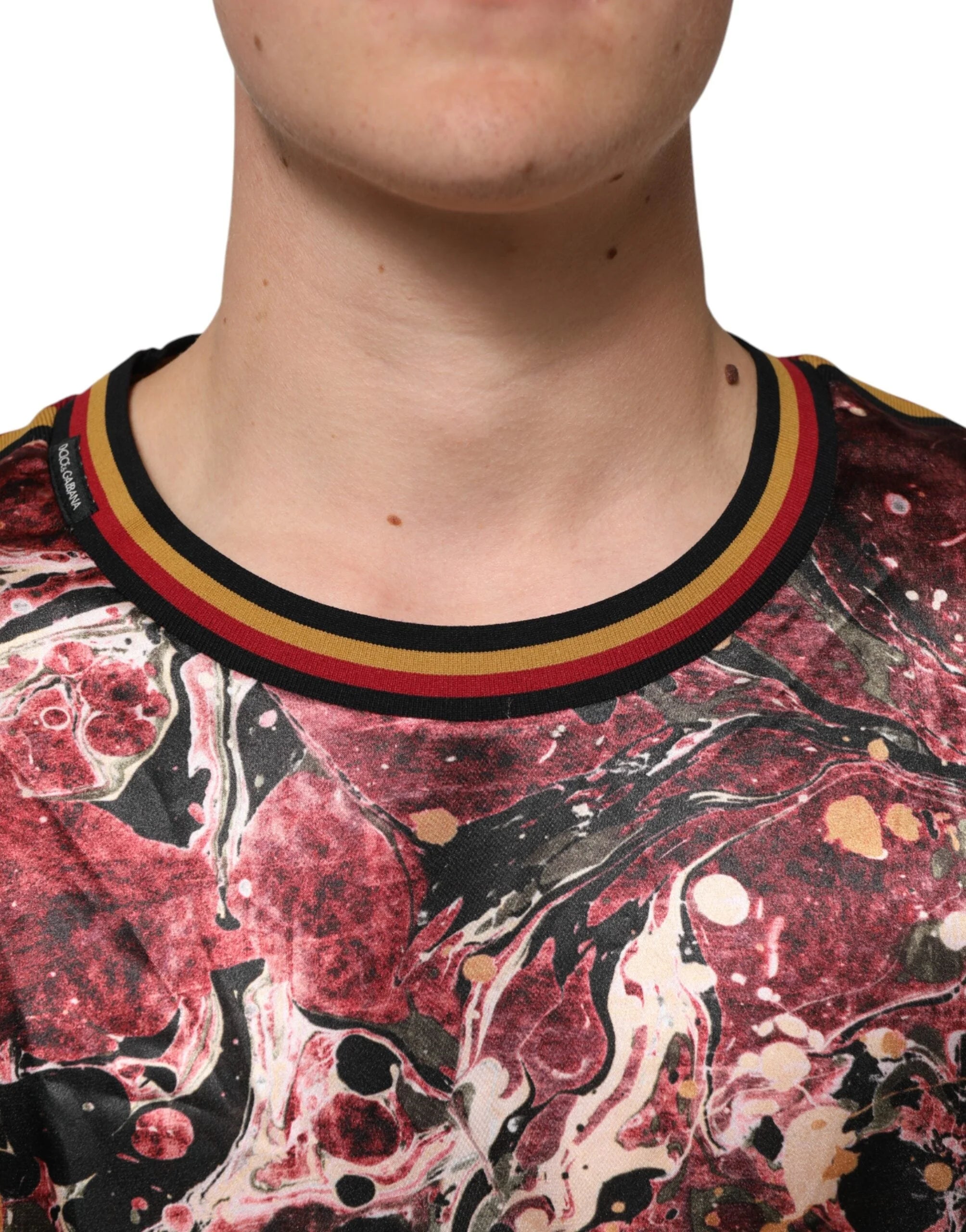 Dolce & Gabbana Multicolor Polyester Marble Print Oversize T-shirt - T-Shirts