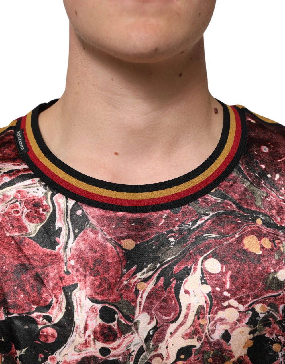 Dolce & Gabbana Multicolor Polyester Marble Print Oversize T-shirt - T-Shirts