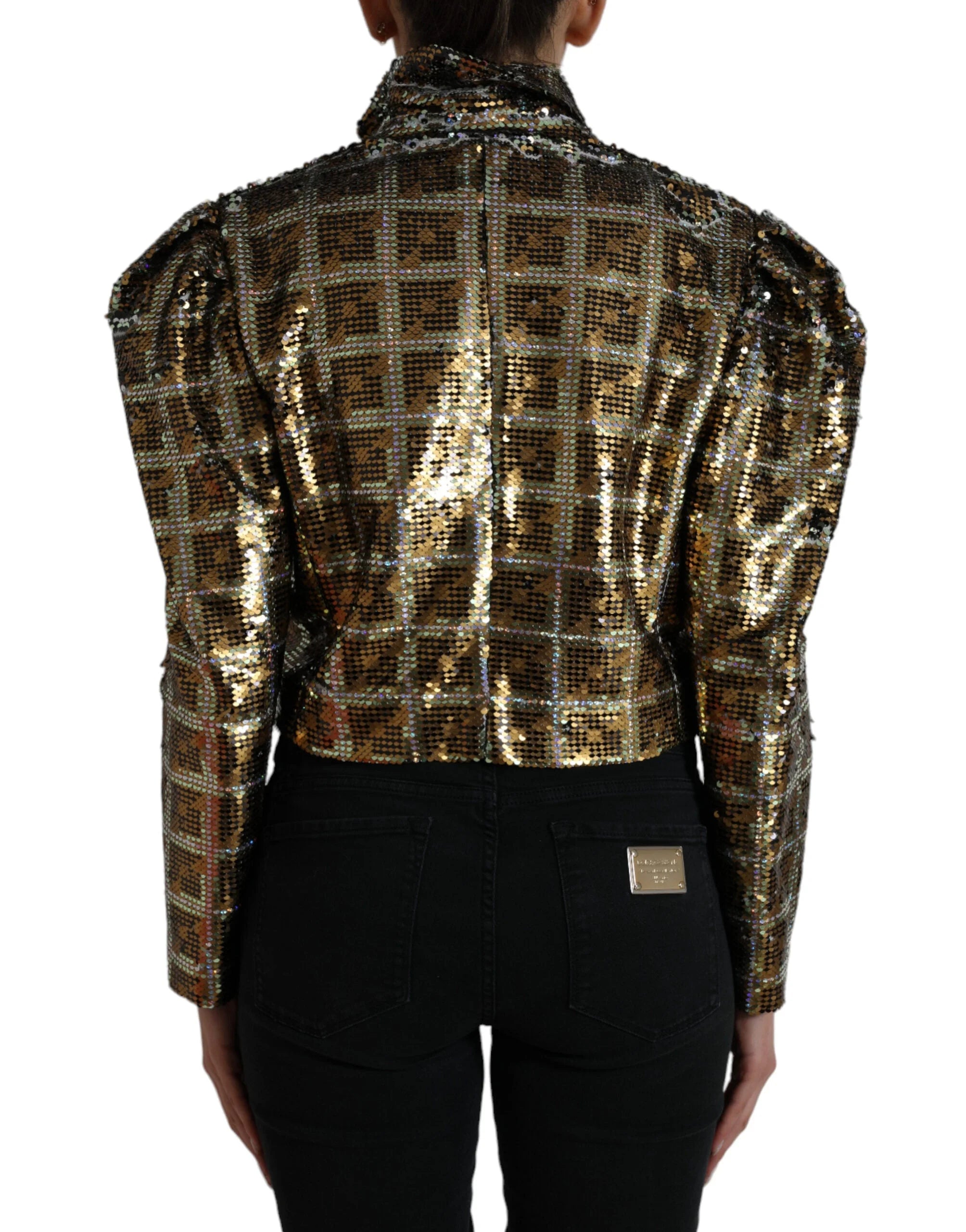 Dolce & Gabbana Multicolor Polyester Sequined Cropped Jacket - IT40|S - Coats & Jackets