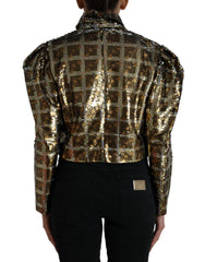 Dolce & Gabbana Multicolor Polyester Sequined Cropped Jacket - IT40|S - Coats & Jackets