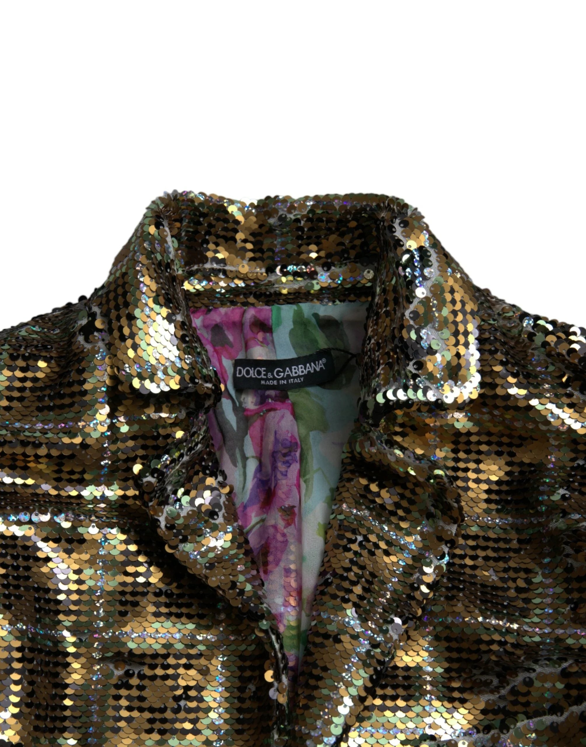 Dolce & Gabbana Multicolor Polyester Sequined Cropped Jacket - IT40|S - Coats & Jackets
