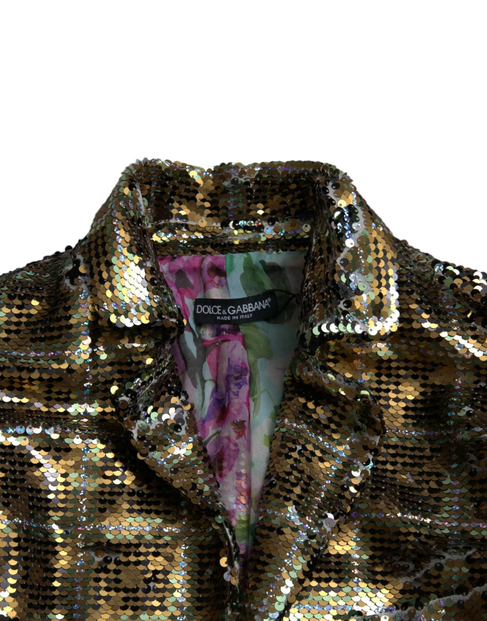 Dolce & Gabbana Multicolor Polyester Sequined Cropped Jacket - IT40|S - Coats & Jackets