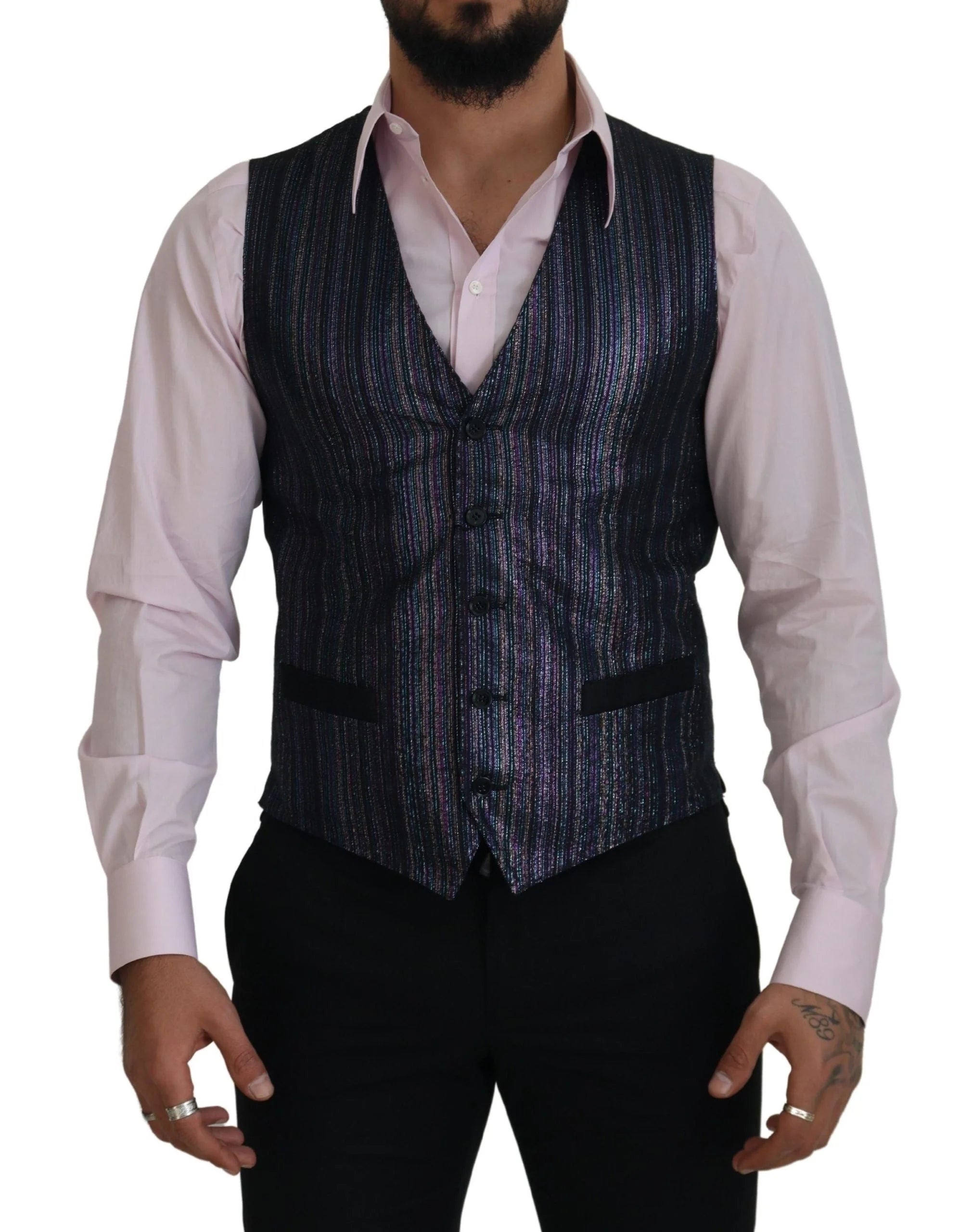 Dolce & Gabbana Multicolor Polyester Waistcoat Dress Formal Vest - IT48 | M - Vests