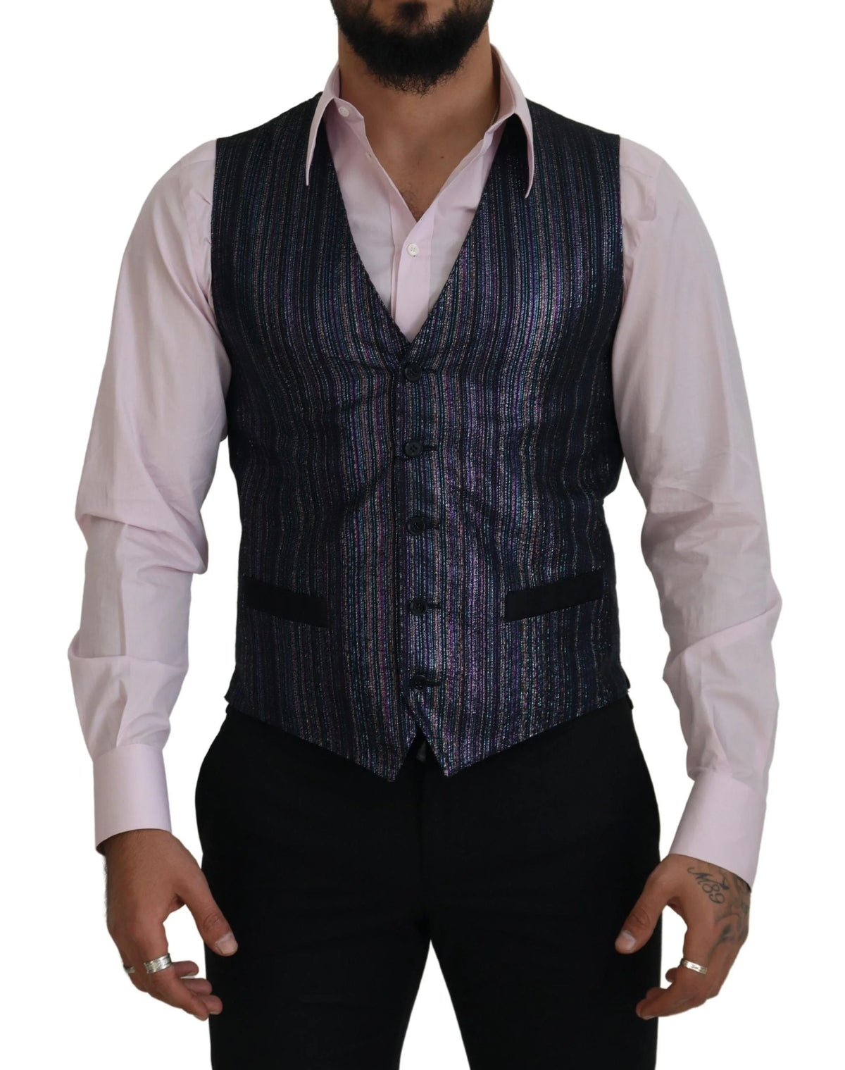 Dolce & Gabbana Multicolor Polyester Waistcoat Dress Formal Vest - IT48 | M - Vests