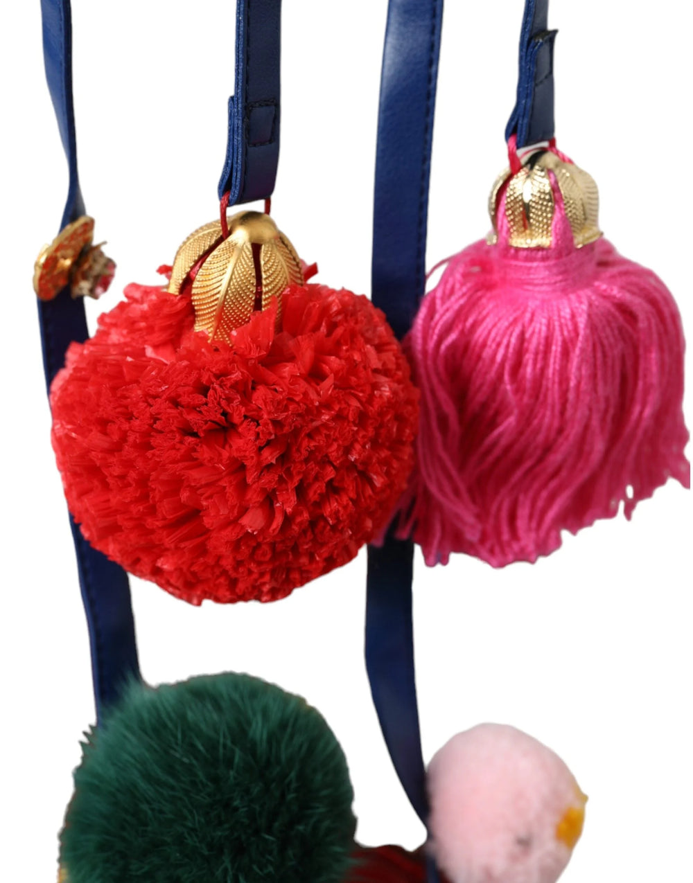 Dolce & Gabbana Multicolor Pom Pom Fur Wrap Sandals Shoes - Sandals