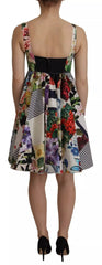 Dolce & Gabbana Multicolor Poplin Floral Mini Flared Dress - IT46|XL - Dresses