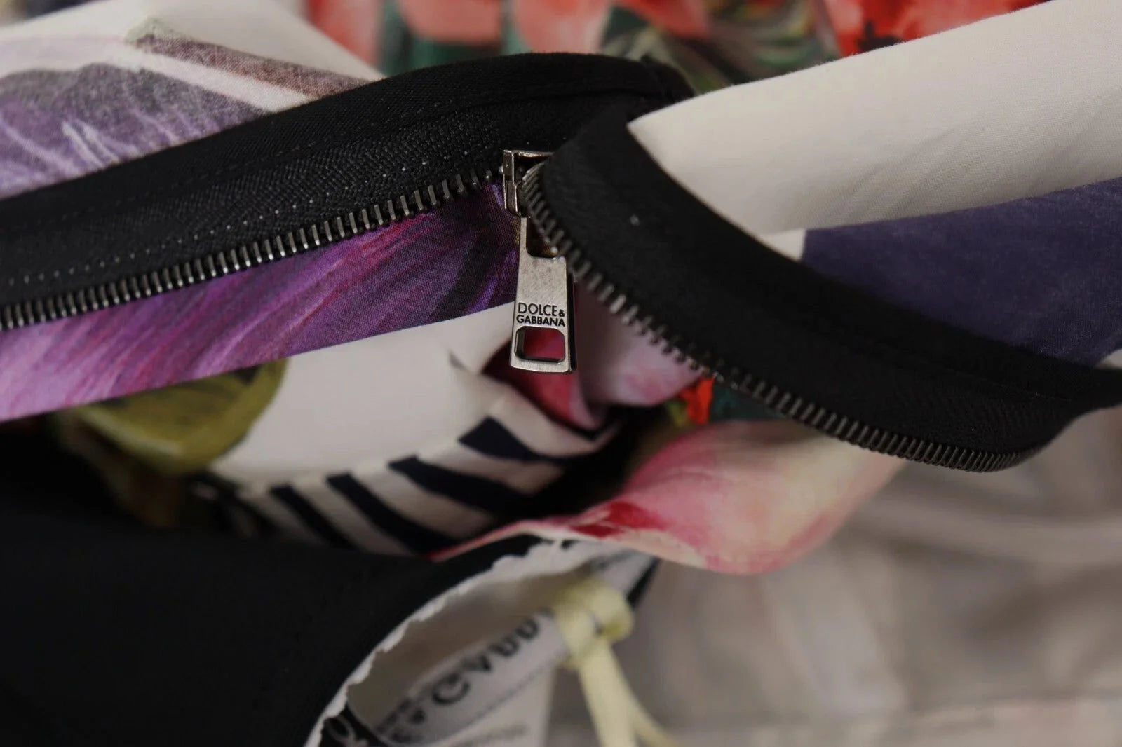 Dolce & Gabbana Multicolor Poplin Floral Mini Flared Dress - IT46|XL - Dresses