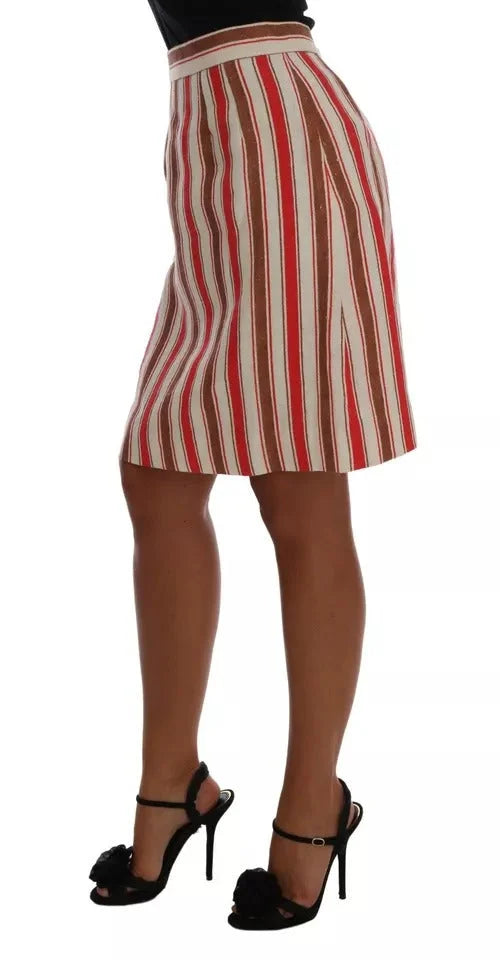 Dolce & Gabbana Multicolor Portofino Stripes Cotton Midi Skirt - IT40|S - Skirts