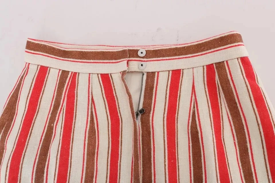 Dolce & Gabbana Multicolor Portofino Stripes Cotton Midi Skirt - IT40|S - Skirts