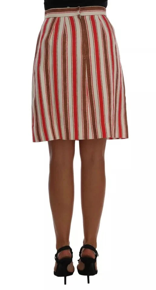 Dolce & Gabbana Multicolor Portofino Stripes Cotton Midi Skirt - IT40|S - Skirts