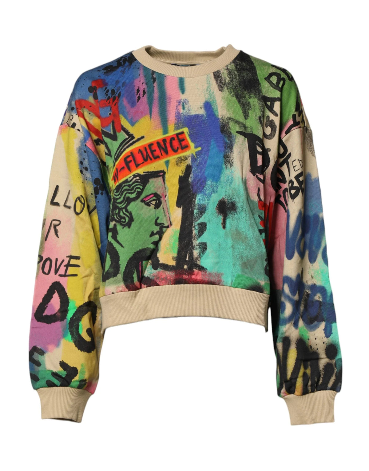 Dolce & Gabbana Multicolor Print Cotton Pullover Sweater - IT40|S - Sweaters
