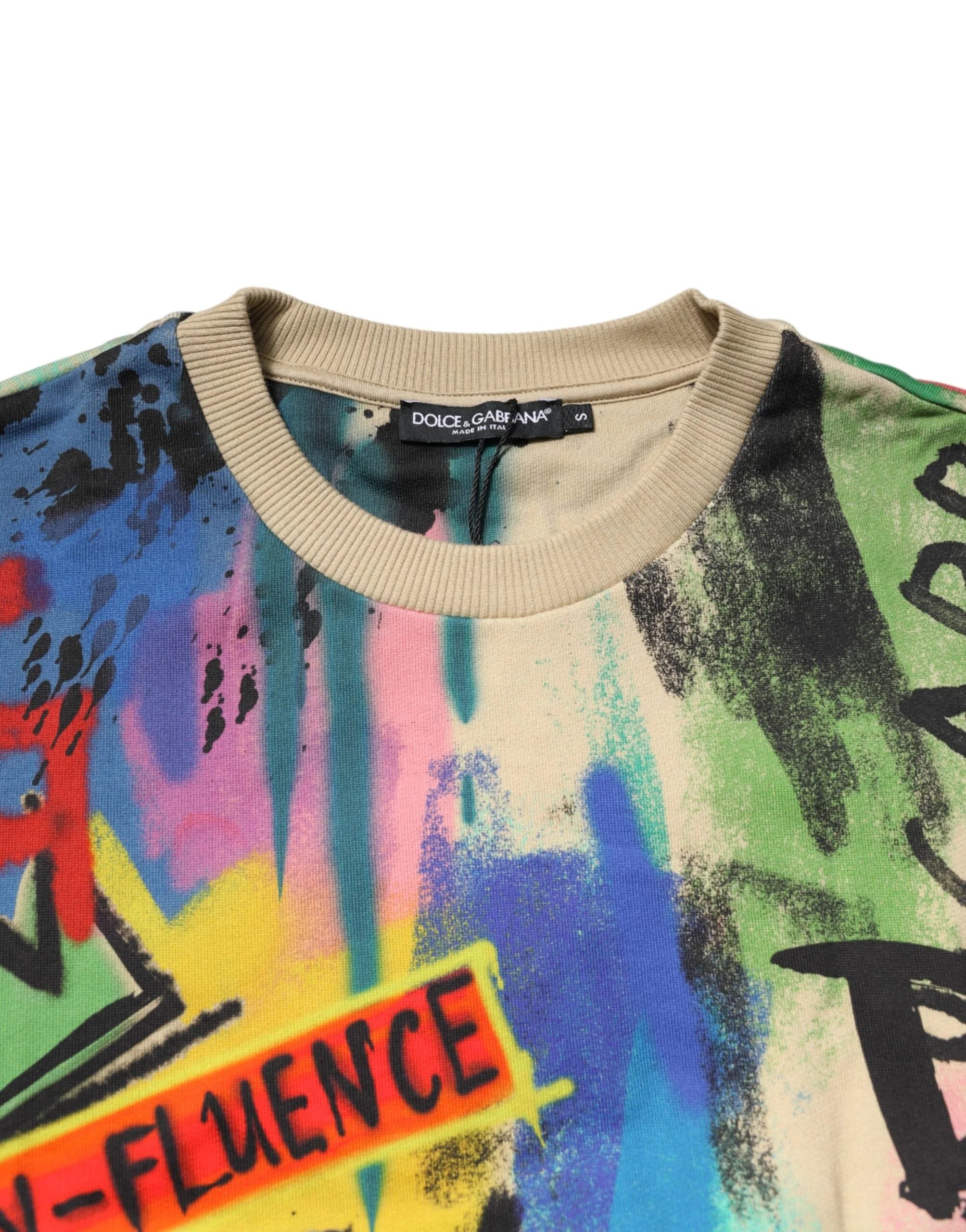 Dolce & Gabbana Multicolor Print Cotton Pullover Sweater - IT40|S - Sweaters