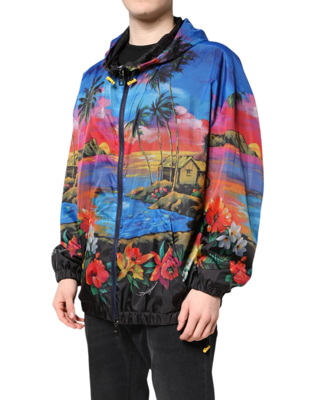 Dolce & Gabbana Multicolor Print Hooded Windbreaker Jacket - IT50 | L - Windbreakers