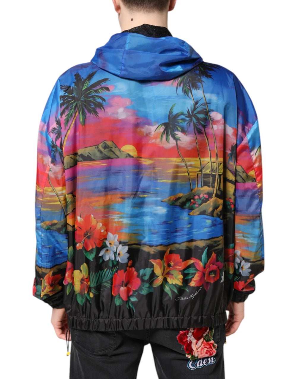 Dolce & Gabbana Multicolor Print Hooded Windbreaker Jacket - IT50 | L - Windbreakers