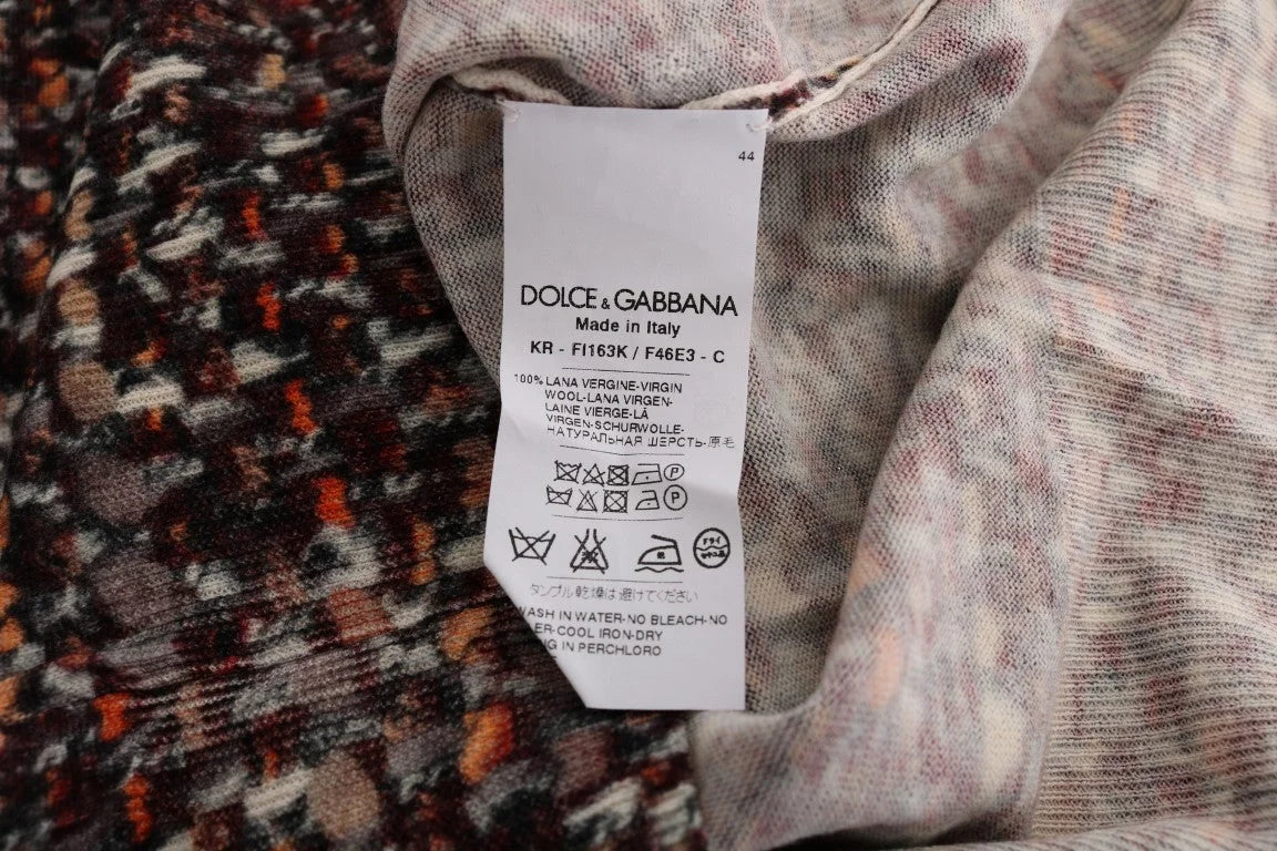 Dolce & Gabbana Multicolor Print Knit Top Wool T-shirt - Tank Tops