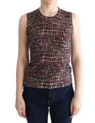 Dolce & Gabbana Multicolor Print Knit Top Wool T-shirt - Tank Tops