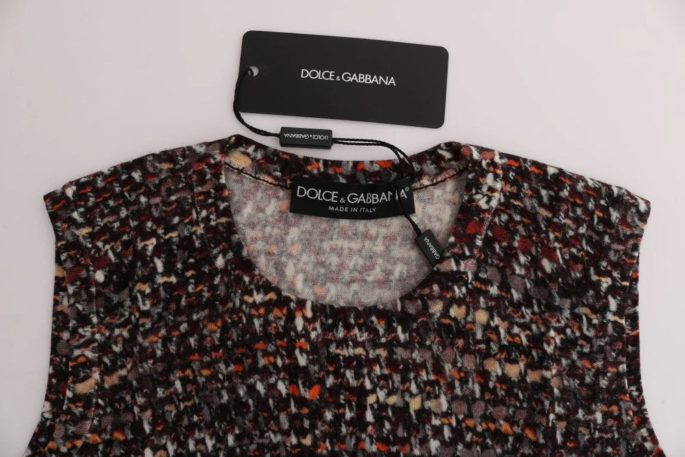Dolce & Gabbana Multicolor Print Knit Top Wool T-shirt - Tank Tops
