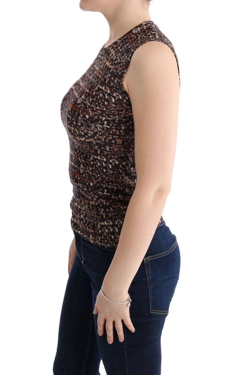 Dolce & Gabbana Multicolor Print Knit Top Wool T-shirt - Tank Tops