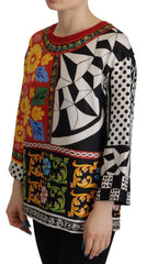Dolce & Gabbana Multicolor Printed Baroque Loose Long Sleeve - IT38|XS - Blouses