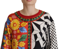 Dolce & Gabbana Multicolor Printed Baroque Loose Long Sleeve - IT38|XS - Blouses