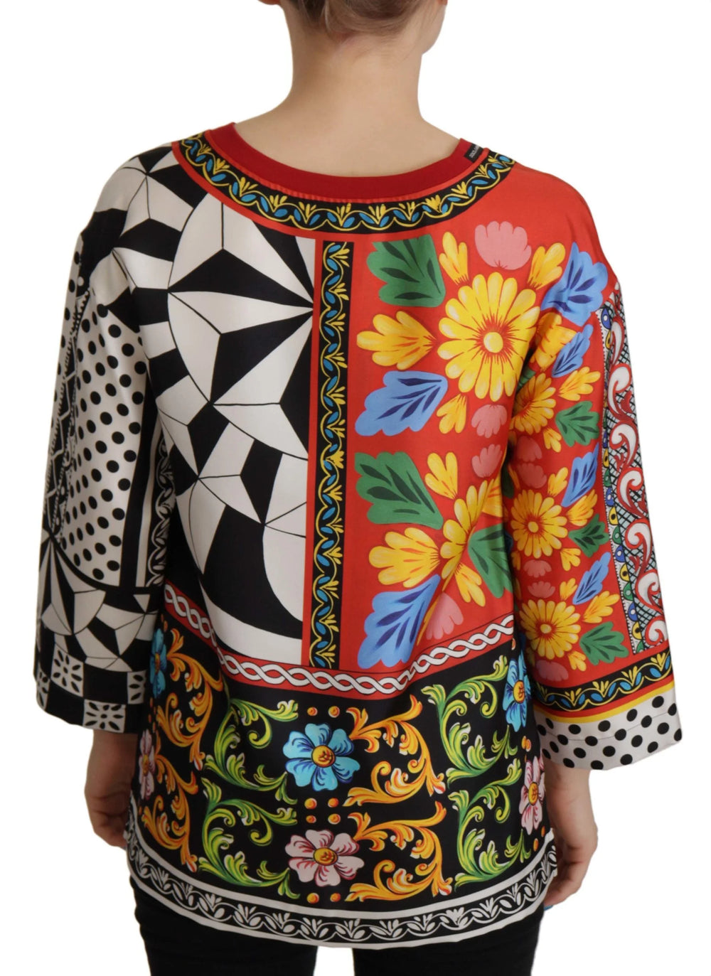 Dolce & Gabbana Multicolor Printed Baroque Loose Long Sleeve - IT38|XS - Blouses