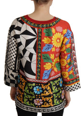 Dolce & Gabbana Multicolor Printed Baroque Loose Long Sleeve - IT38|XS - Blouses