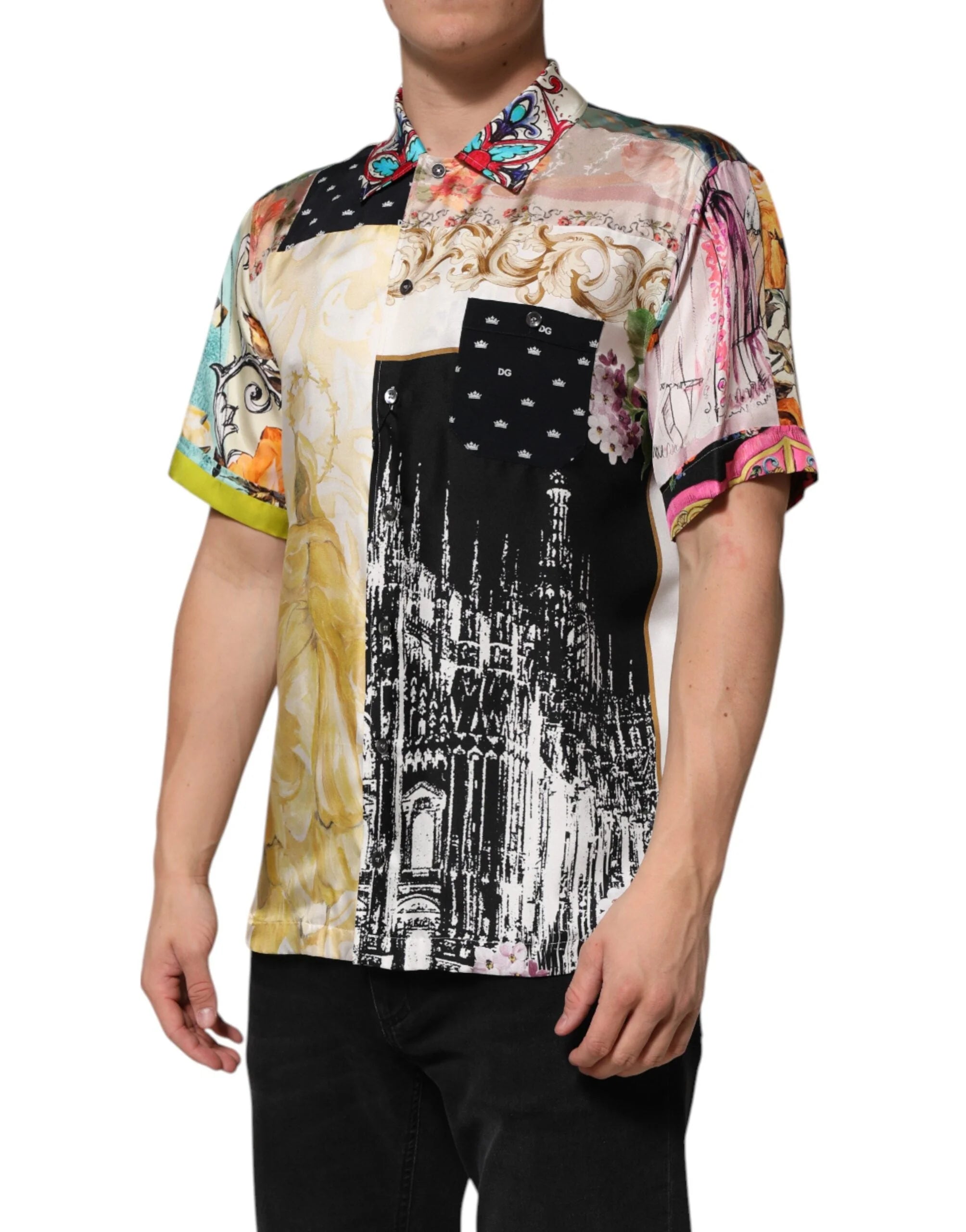 Dolce & Gabbana Multicolor Printed Button Down Casual Shirt - IT39 | S