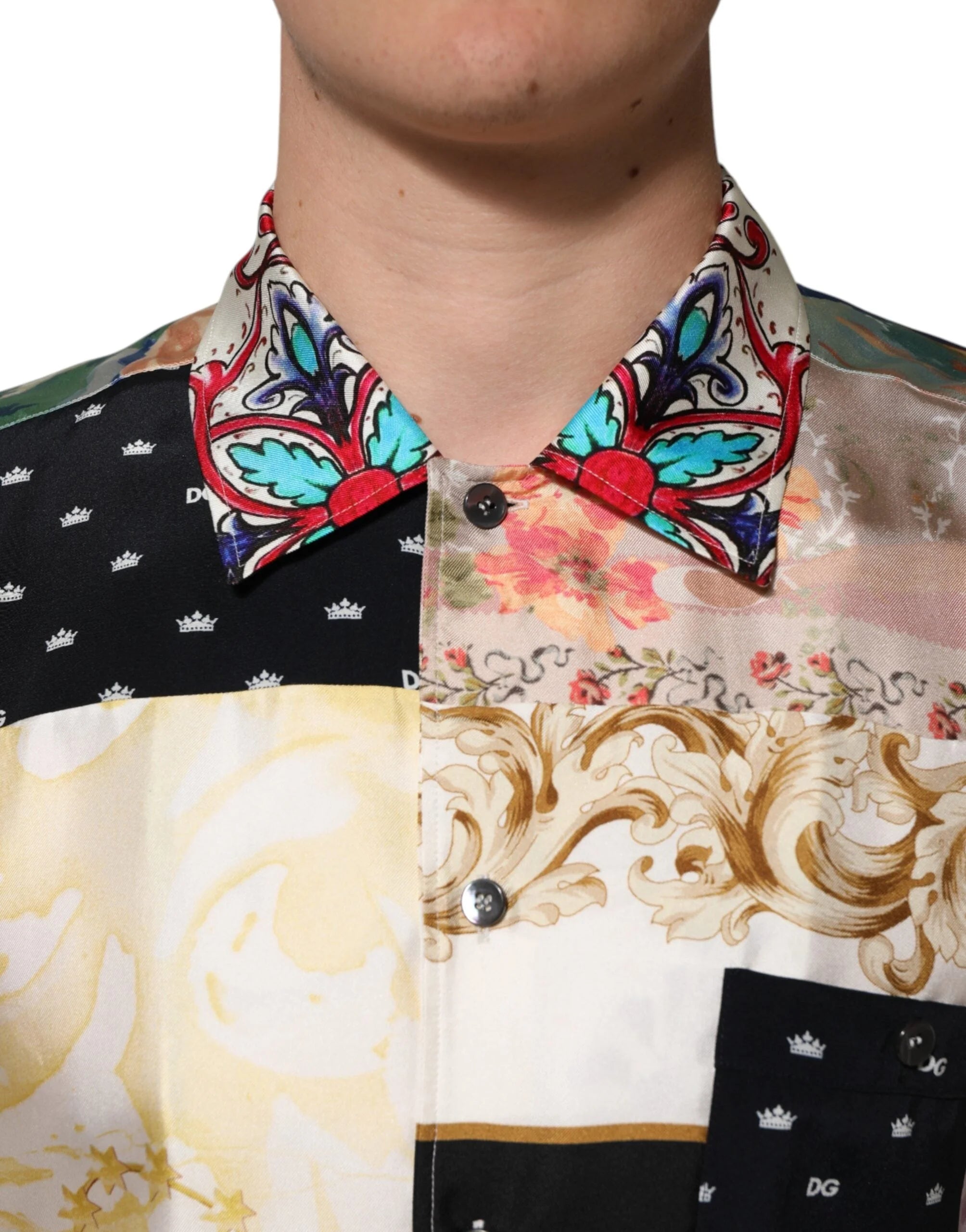 Dolce & Gabbana Multicolor Printed Button Down Casual Shirt - IT39 | S