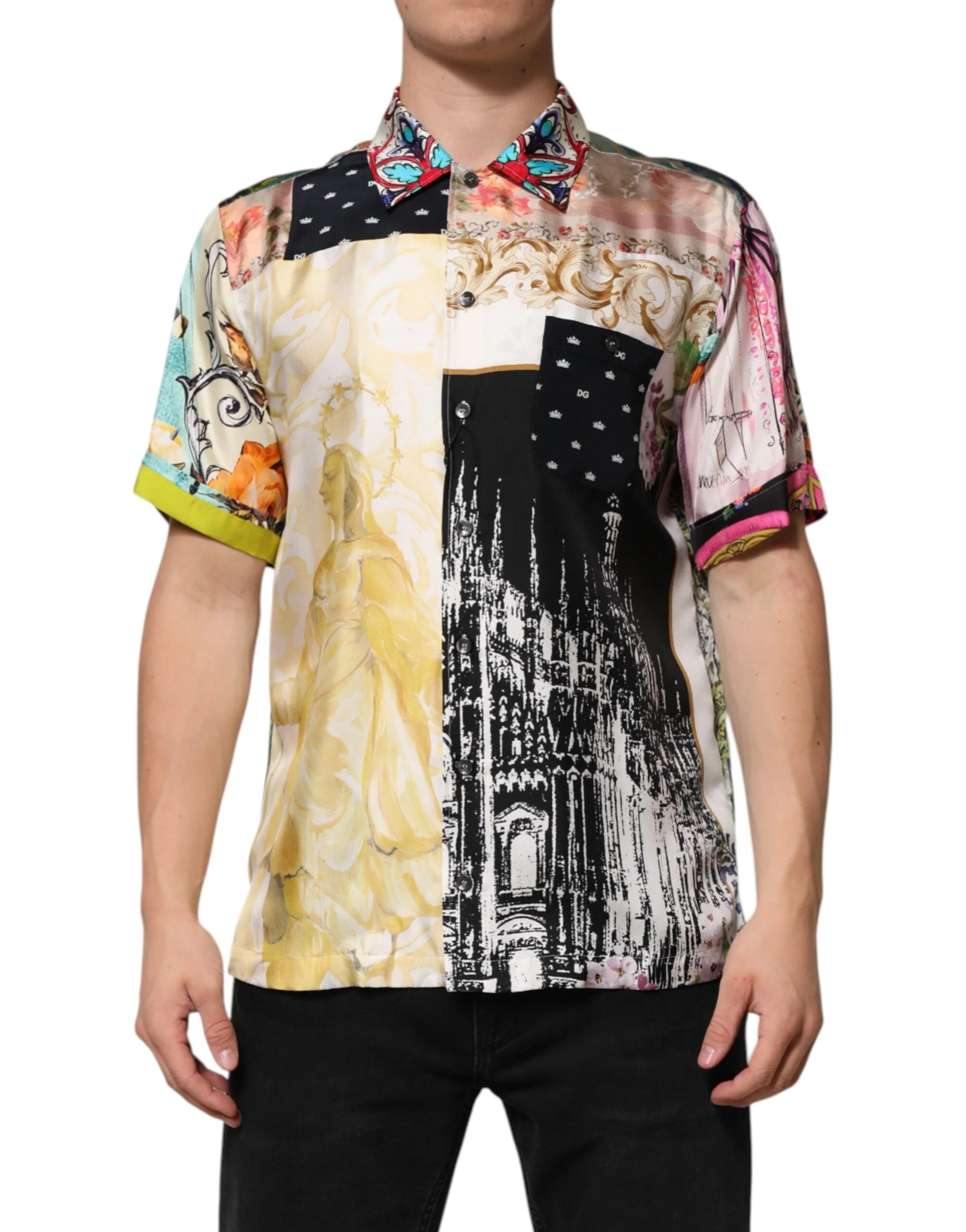 Dolce & Gabbana Multicolor Printed Button Down Casual Shirt - IT39 | S