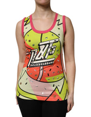 Dolce & Gabbana Multicolor Printed Crystal Embellishment Top - IT40|S - Tank Tops