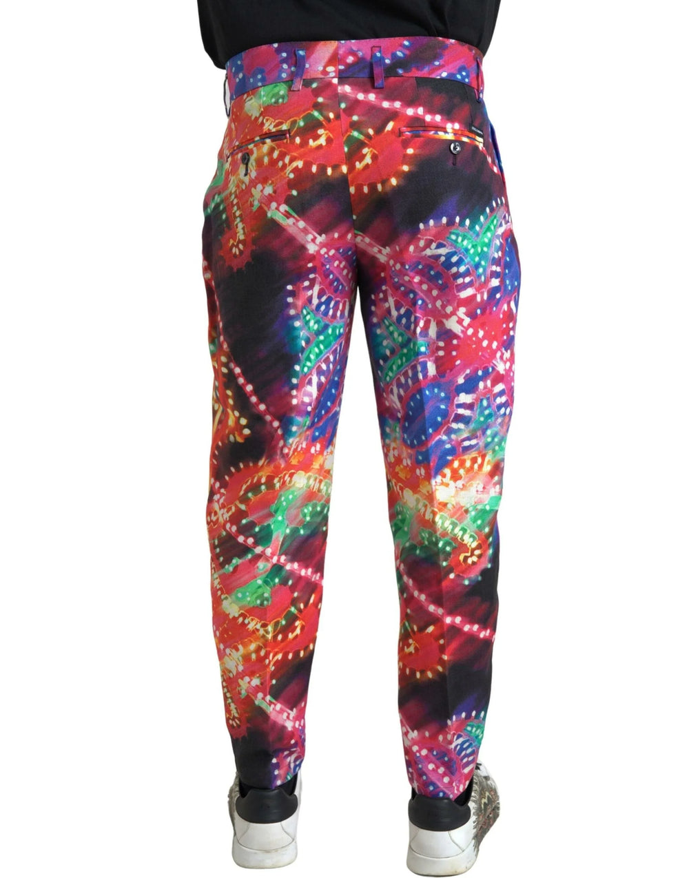 Dolce & Gabbana Multicolor Printed Linen Men Trouser Pants - Chinos