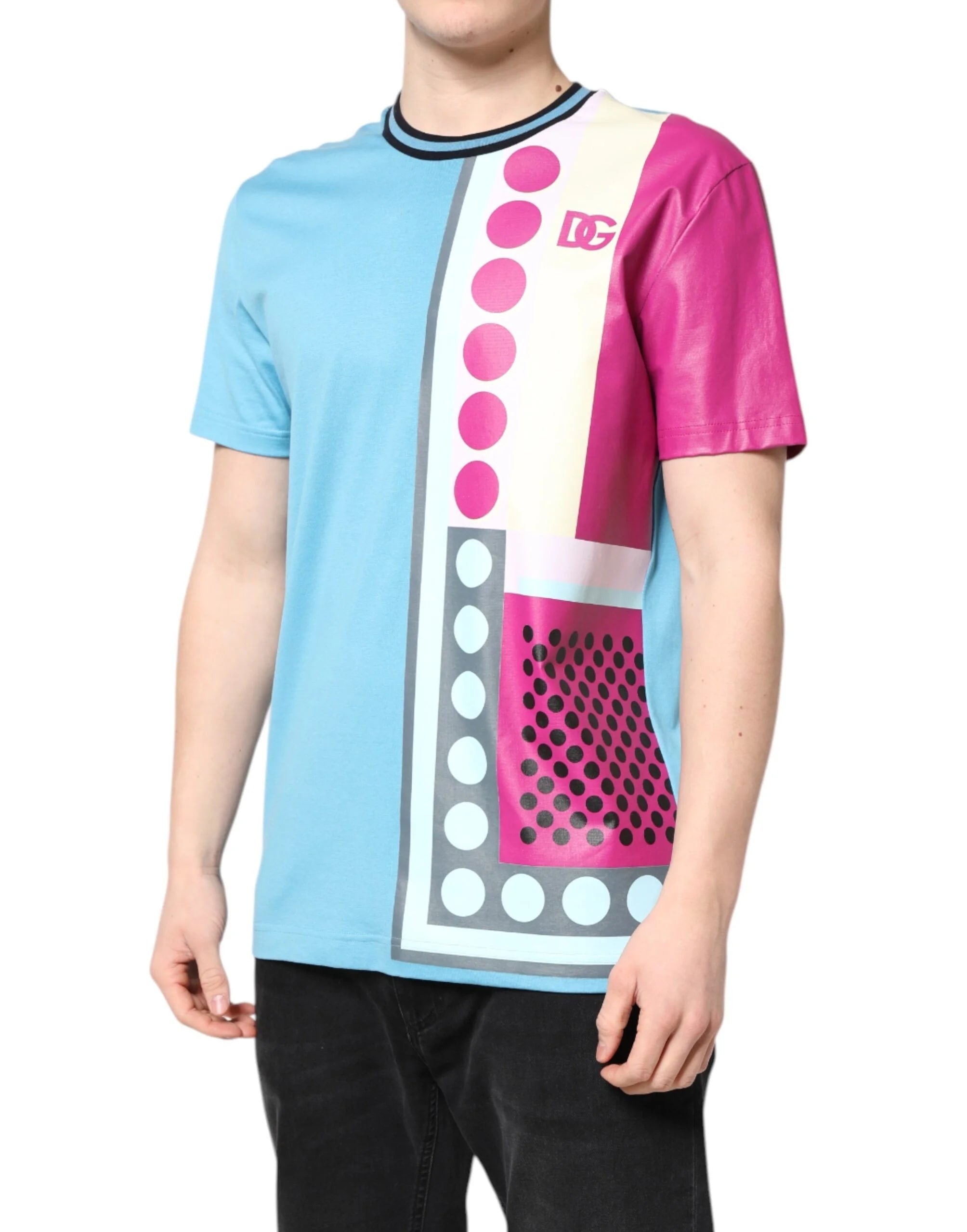 Dolce & Gabbana Multicolor Printed Logo Short Sleeve T-shirt - IT50 | L - T-Shirts