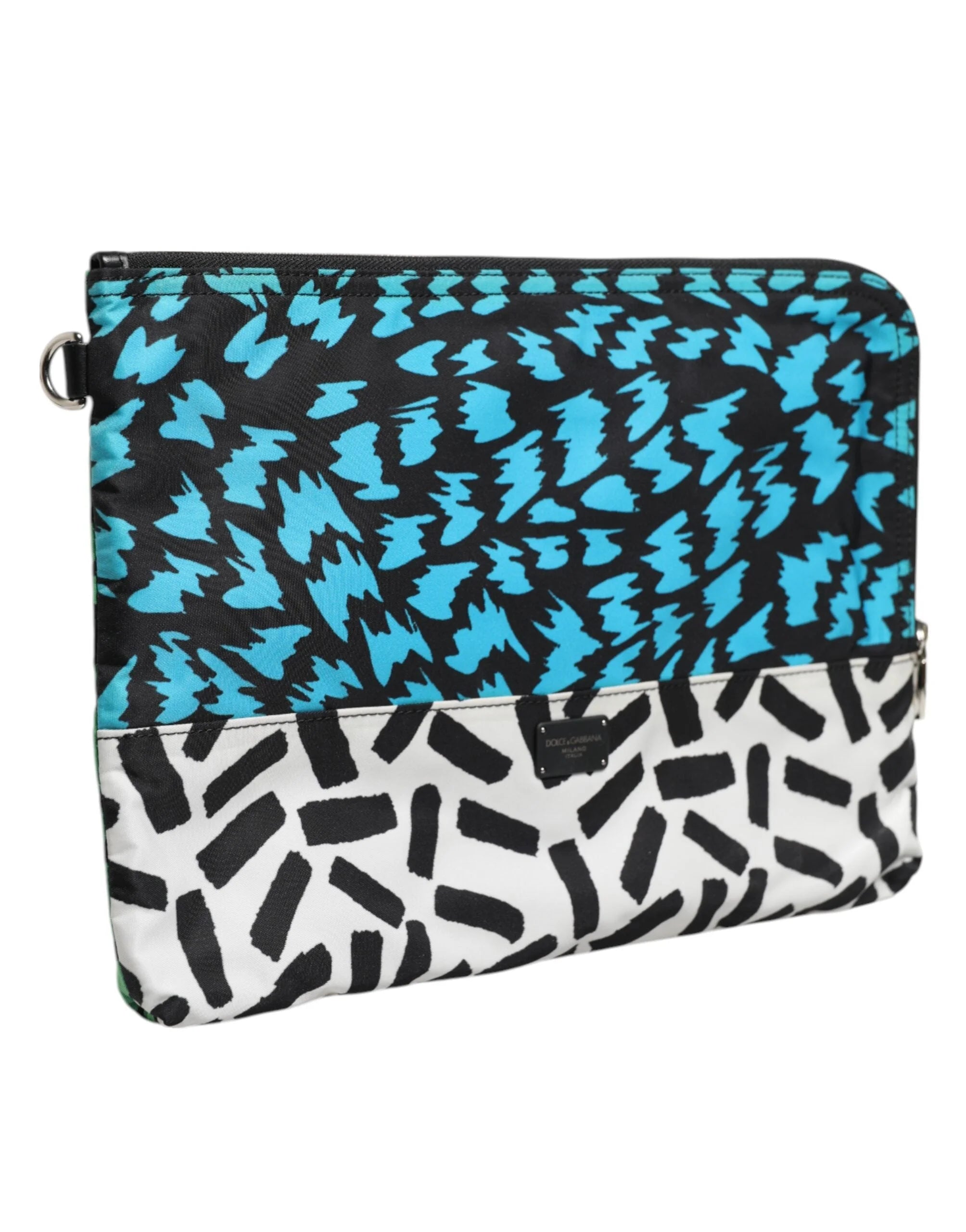Dolce & Gabbana Multicolor Printed Nylon Logo Plaque Men Clutch Pouch Bag - Clutch Bags