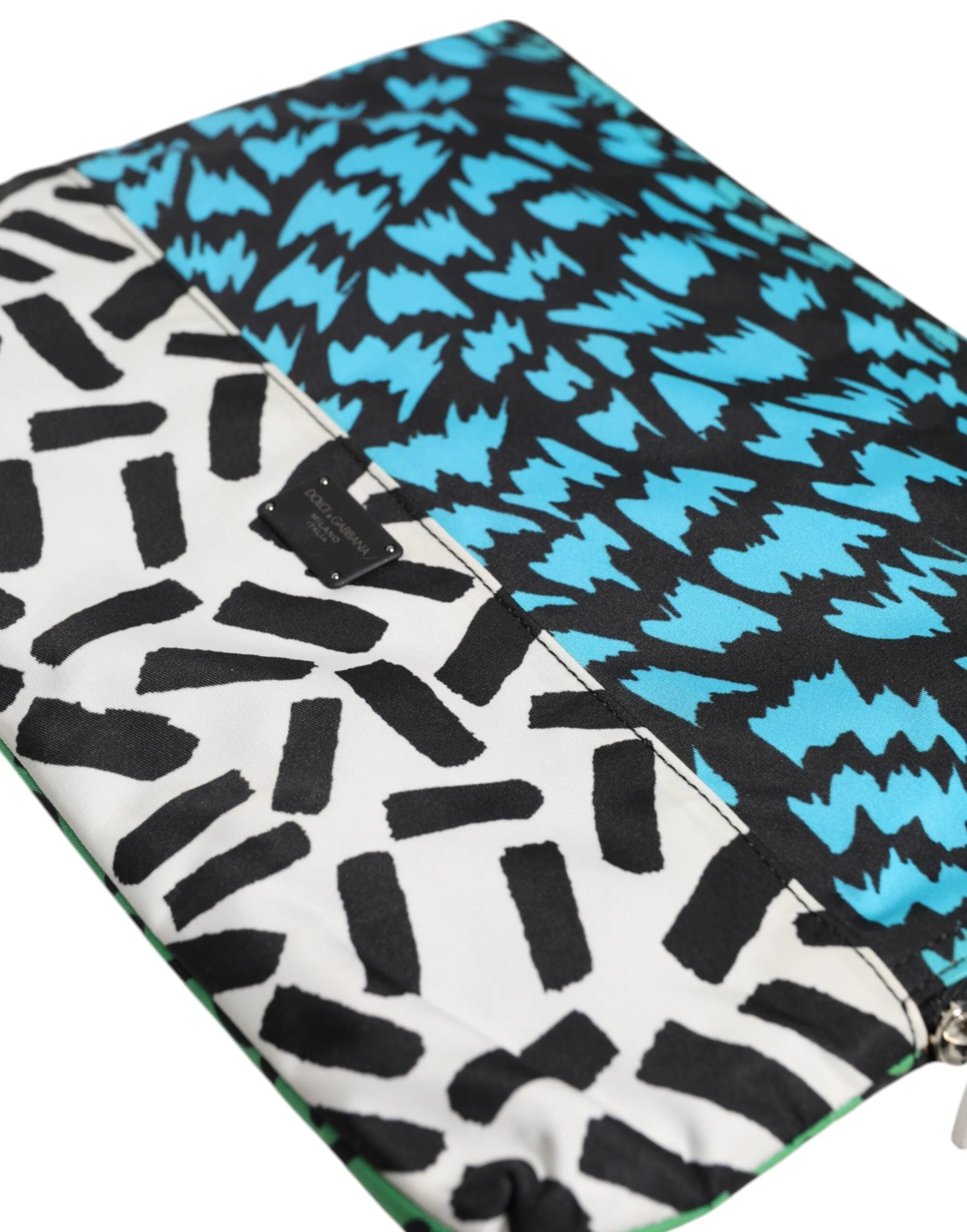 Dolce & Gabbana Multicolor Printed Nylon Logo Plaque Men Clutch Pouch Bag - Clutch Bags