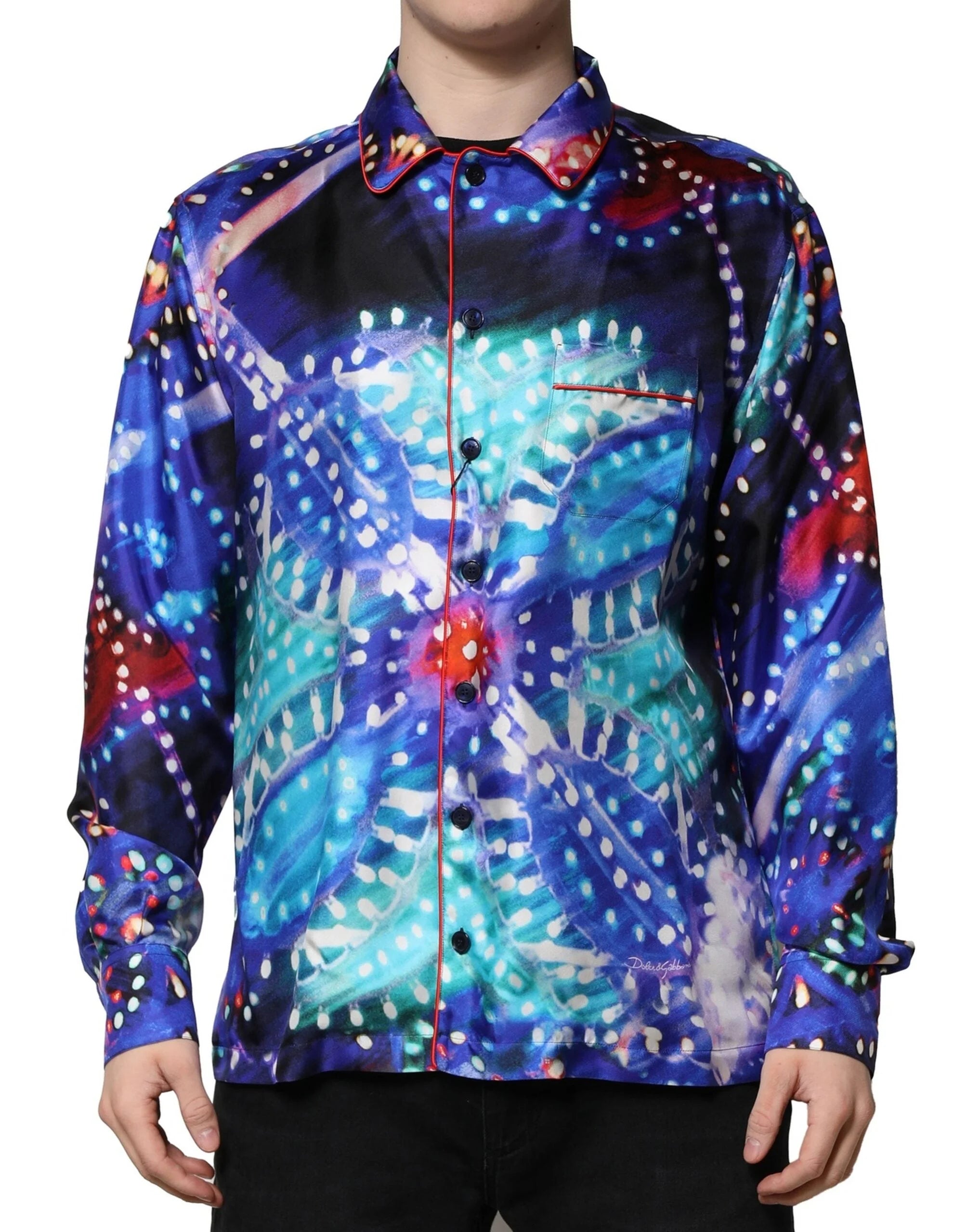 Dolce & Gabbana Multicolor Printed Silk Lounge Casual Shirt - Shirts