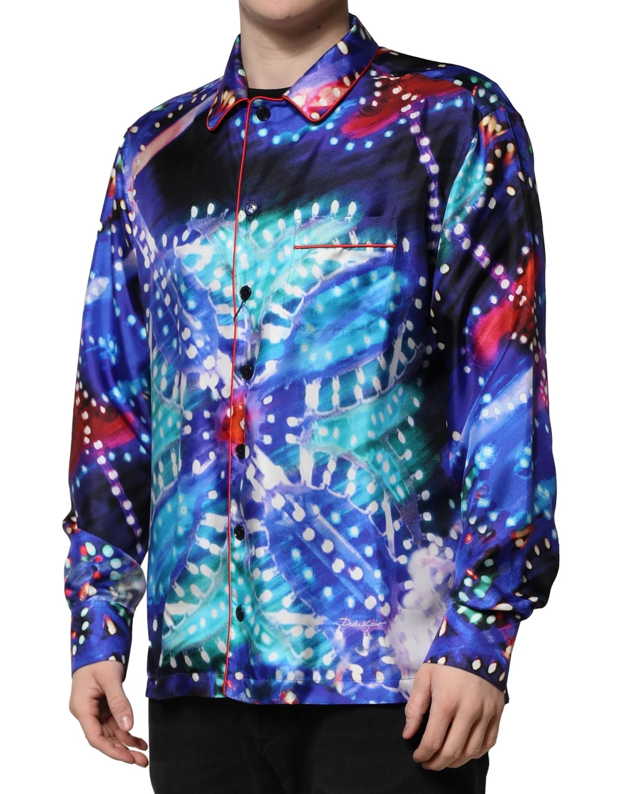Dolce & Gabbana Multicolor Printed Silk Lounge Casual Shirt - Shirts