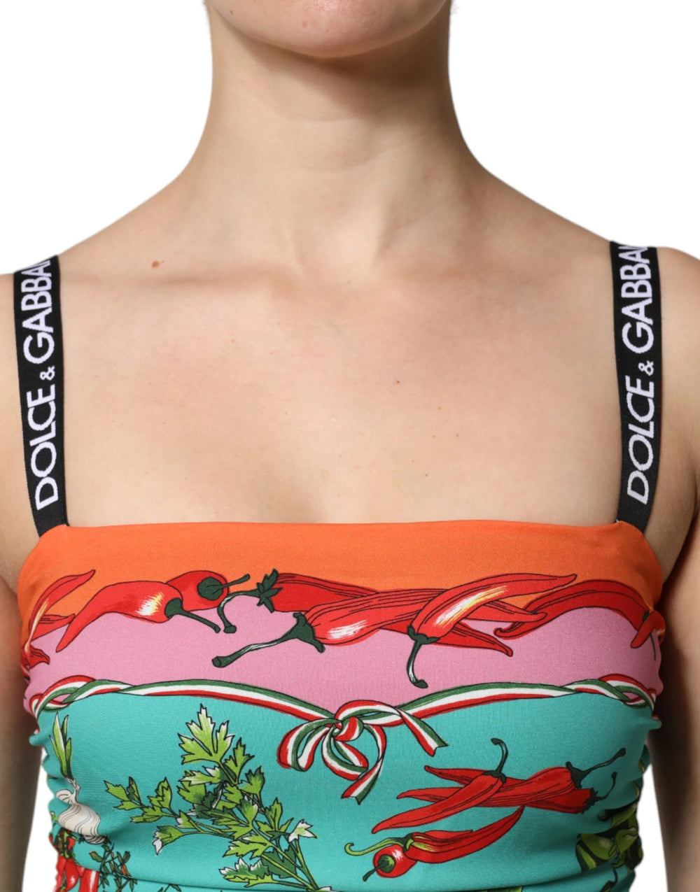 Dolce & Gabbana Multicolor Printed Silk Sleeveless Midi Dress - Dresses