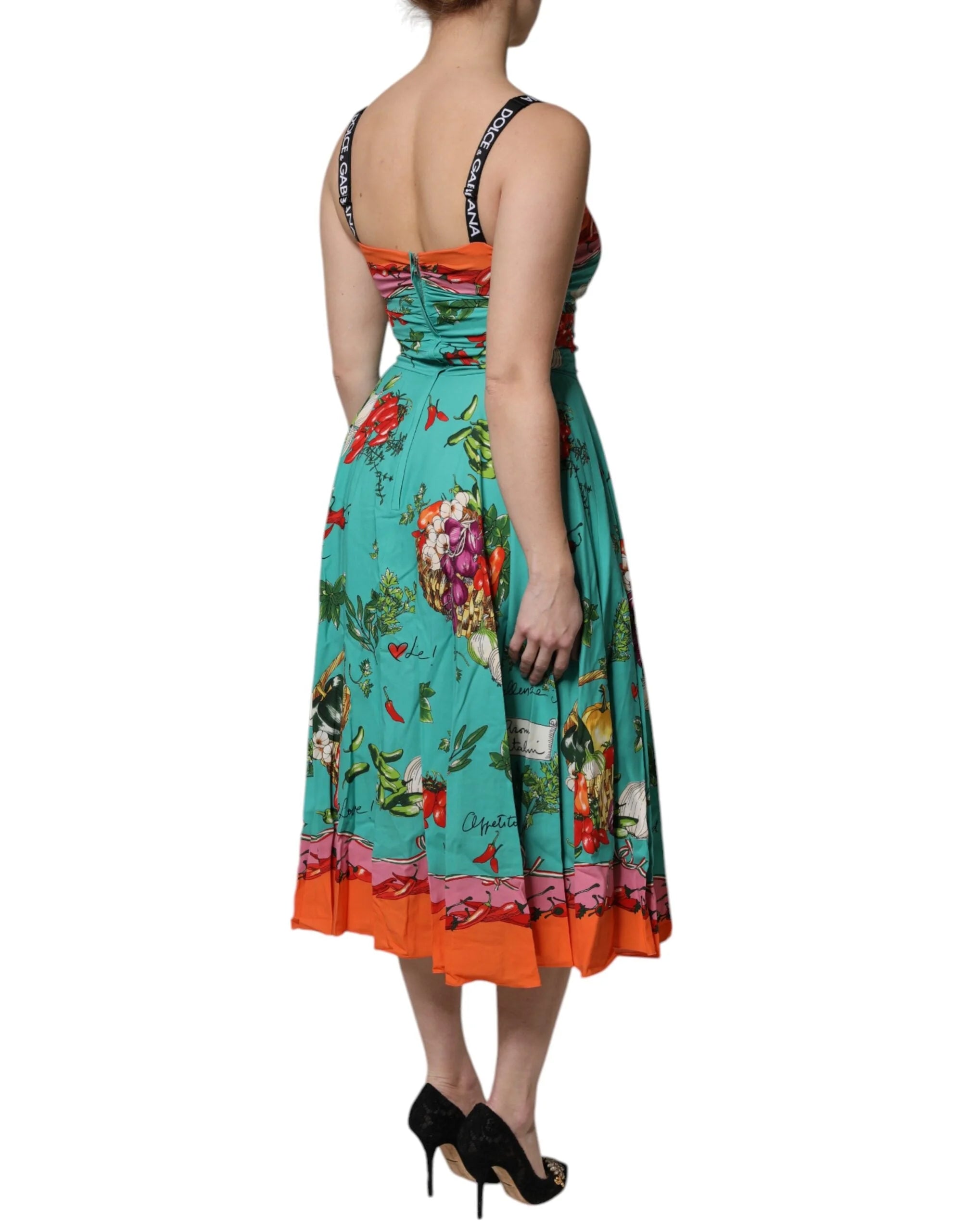 Dolce & Gabbana Multicolor Printed Silk Sleeveless Midi Dress - Dresses